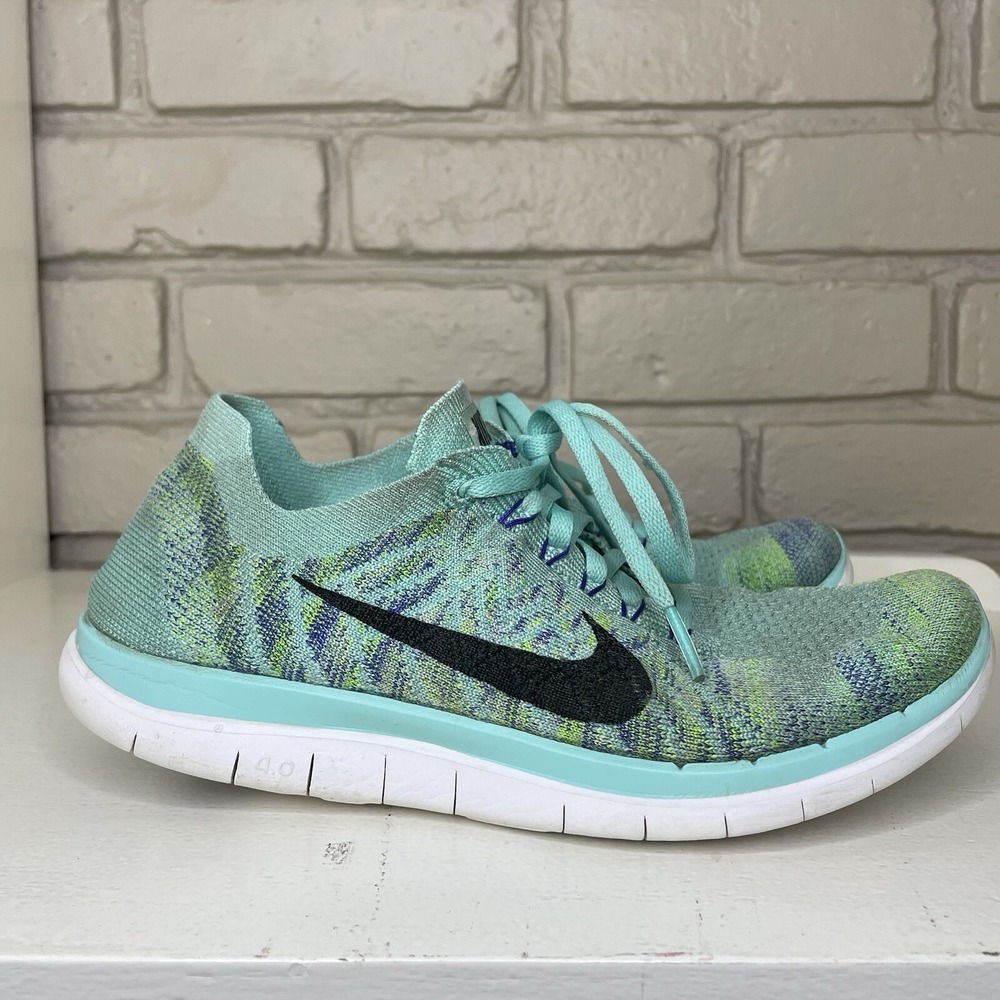 Nike Free 4.0 Flyknit Women's Size 8.5 Running Shoes Glacier Ice Turquoise